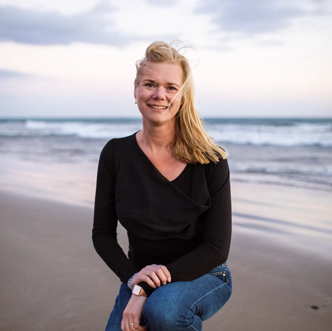 Sylvia aan het strand